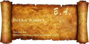 Botka Albert névjegykártya